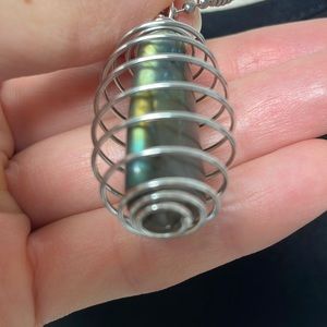 Labradorite Cage Charm Necklace (8)